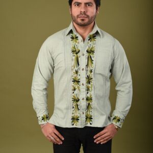 GUAYABERA DE RIELES OLIVO